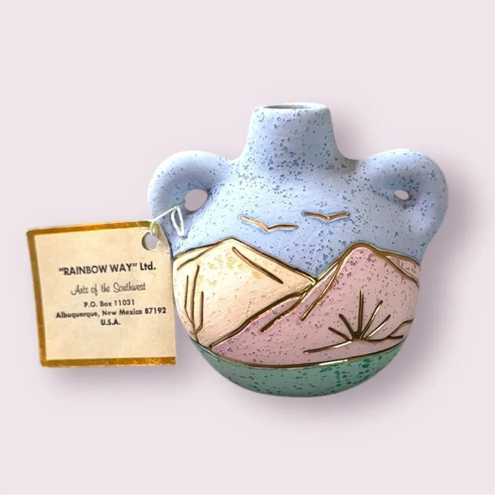 RAINBOW WAY LTD. Vintage Hand Painted 24K Gold Accent Southwestern Pottery *NEW*